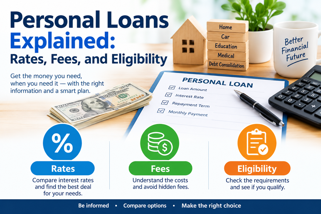 Personal Loans Explained: Best Rates, Fees & Eligibility (2026) Personal loans explained, including interest rates, fees, and eligibility requirements